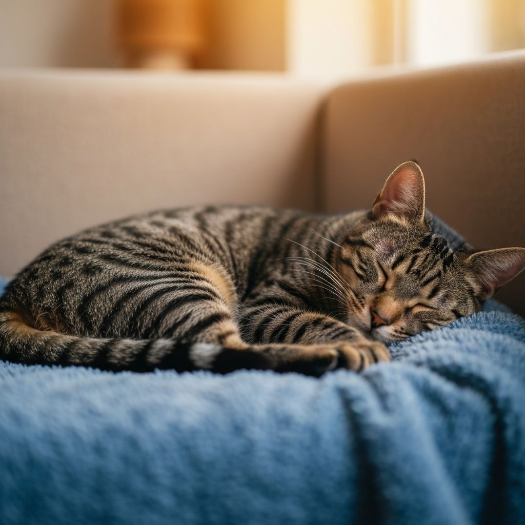 Cat relaxing in a cozy indoor environment