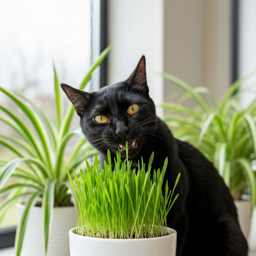 Cat enjoying safe cat grass