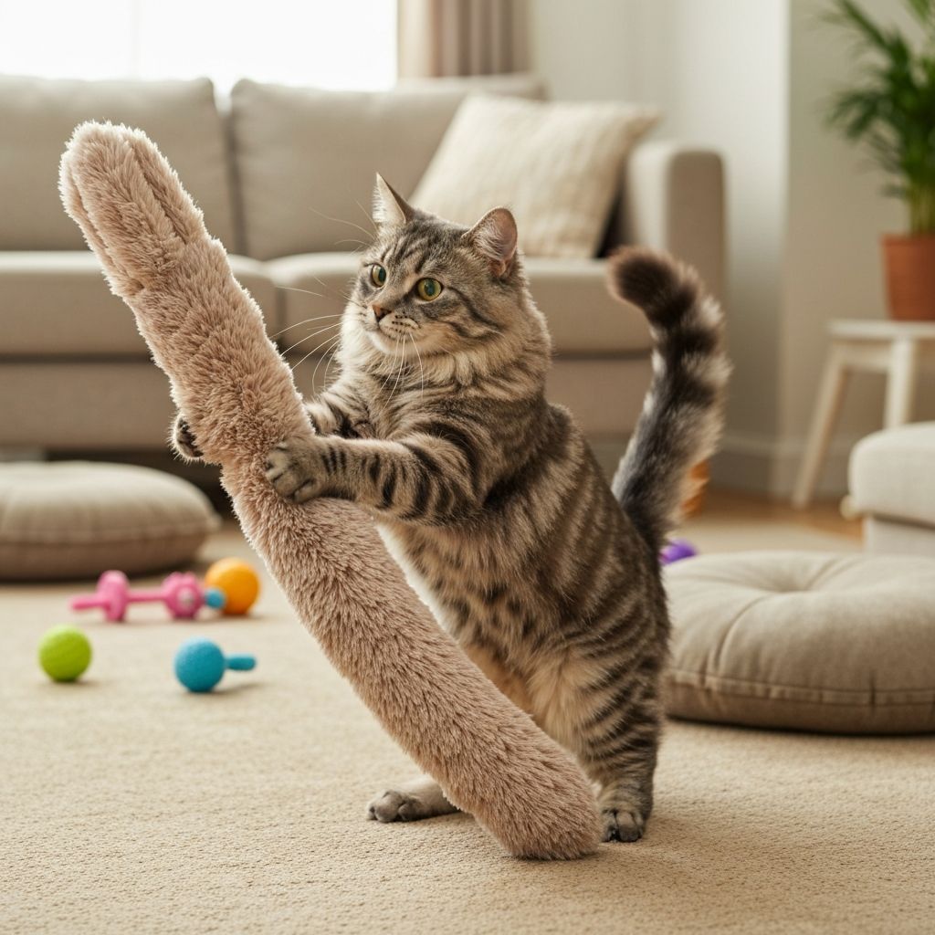 Cat playing with kicker toy