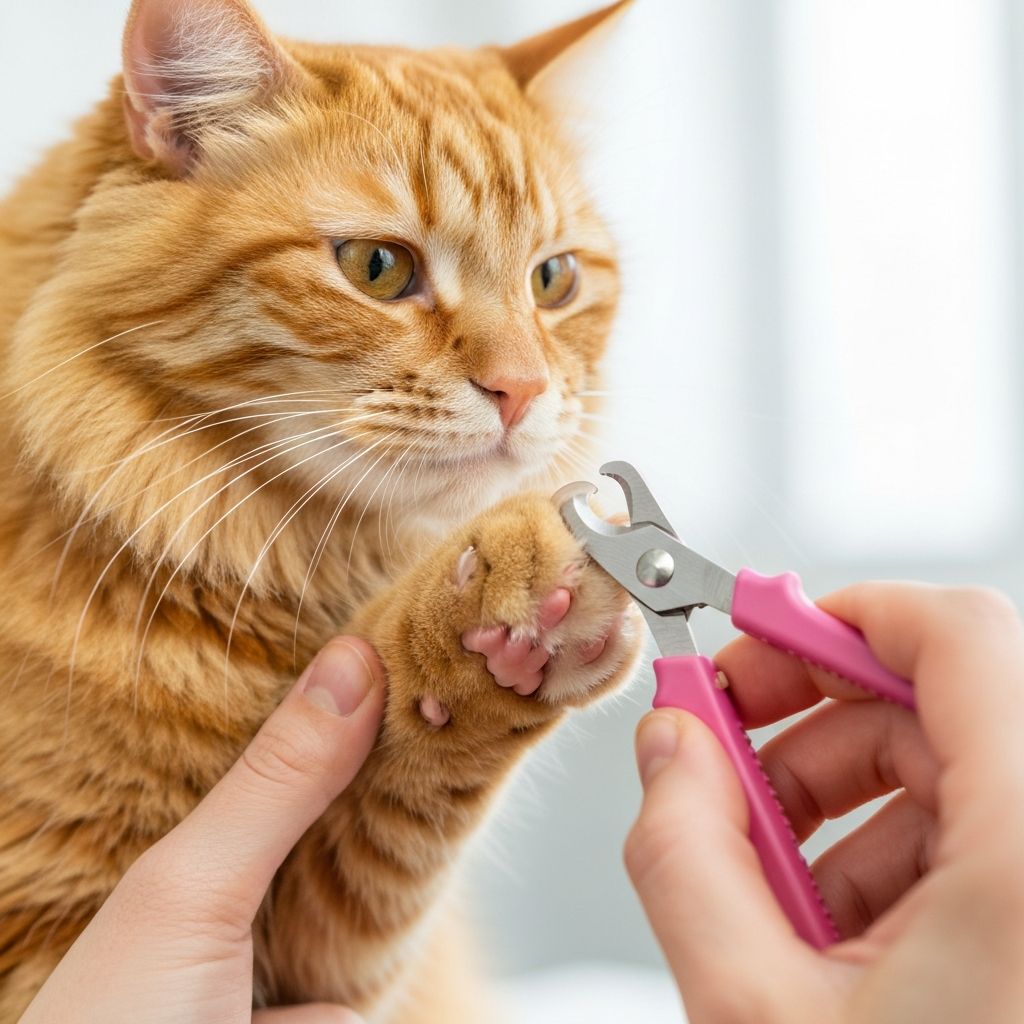 Cat having claws trimmed