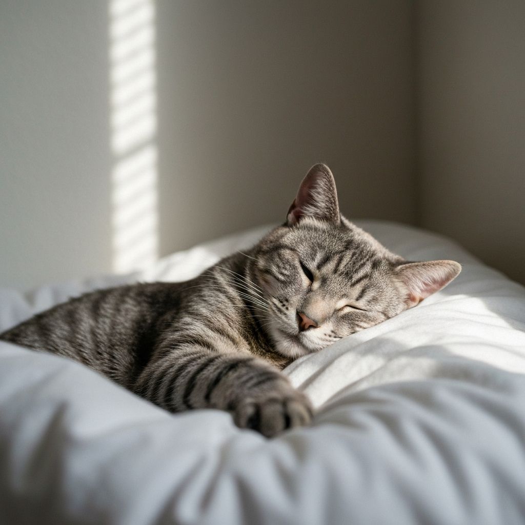 Cat sleeping peacefully in quiet corner