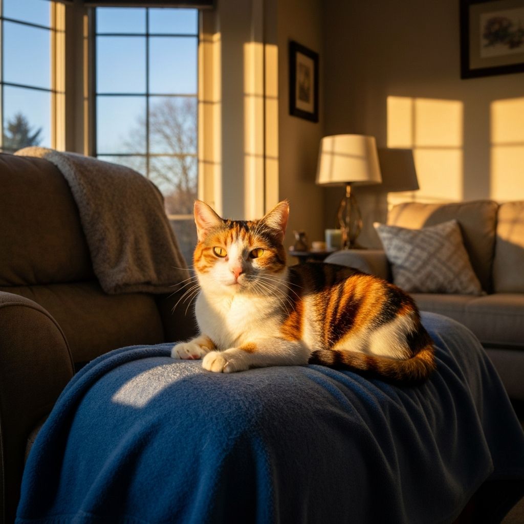 Cat lounging in warm sunbeam