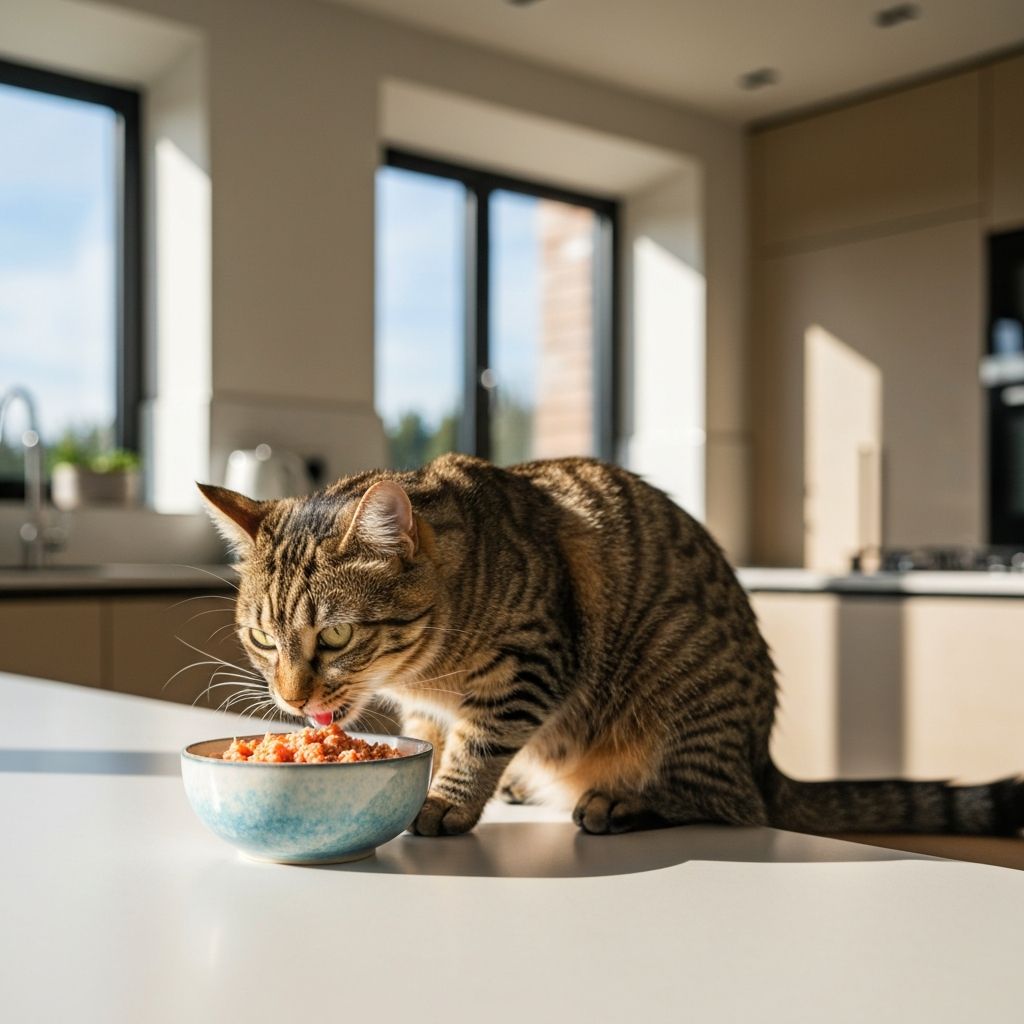 Cat eating wet food