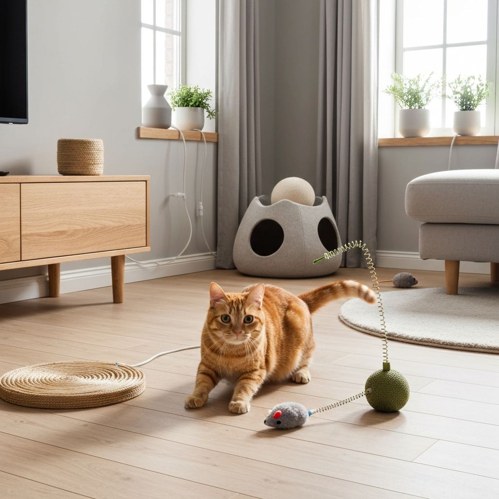Cat-safe room with hidden electrical cords