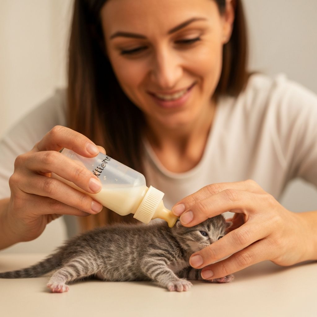 Proper bottle feeding position for kitten