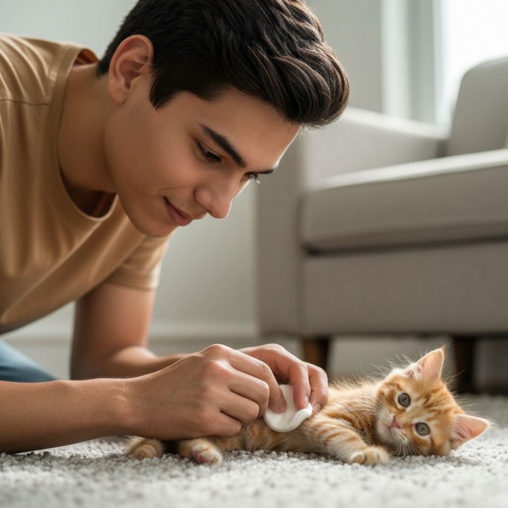 Stimulating elimination in newborn kitten