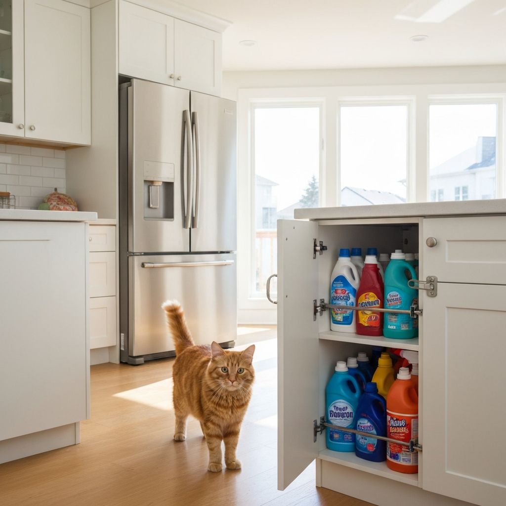 Safely stored chemicals in locked cabinet